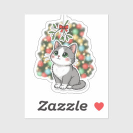 恥ずかしそうなクリスマスミステルートの猫ちゃん シール