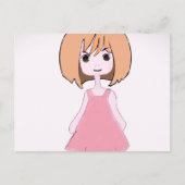 恥ずかしそうなピンクの笑顔 ポストカード (正面)