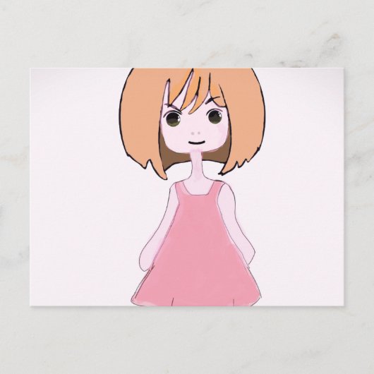 恥ずかしそうなピンクの笑顔 ポストカード (正面)