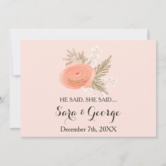 恥ずかしそうに言った、そう言った ブライダルシャワーゲームカード 招待状 (正面)