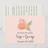 恥ずかしそうに言った、そう言った ブライダルシャワーゲームカード 招待状 (正面/裏面)