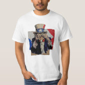 恥ずかしそうに顔を覆うサムおじさん 政治 Tシャツ (正面)