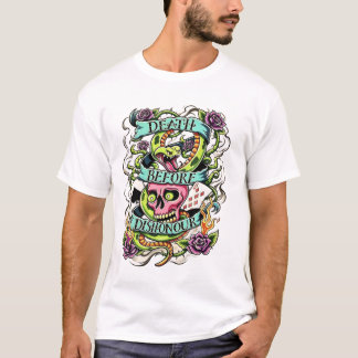 恥よりも死を-フラッシュスタイルのグラフィックTシャツ Tシャツ