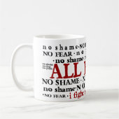 恥無し恐れ無しプライド無しすべてのハートのマグ コーヒーマグカップ (左)
