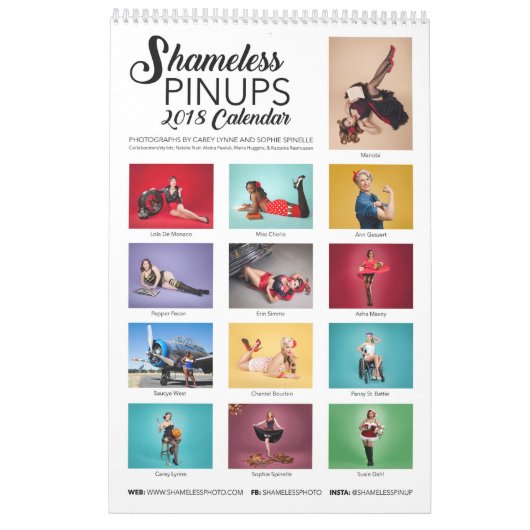 恥知らずなPinups: 2018カレンダー カレンダー (裏面)