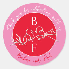 恩コンテンポラリーに結婚のステッカーありがとう ラウンドシール