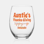 恩人パーソナライズされたの感謝祭シッピーカップ ステムなしワイングラス (正面)