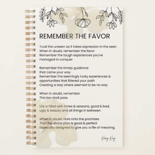 恩寵を覚え – 恵みの高揚詩 プランナー手帳 (正面)