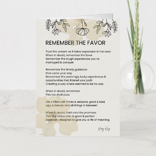 恩寵を覚え – 恵みの高揚詩 箔グリーティングカード (正面)