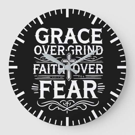 恩寵グラインド、恐怖に対する信仰感動的- ラージ壁時計 (正面)