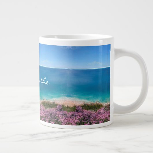 息だけで、素晴らしい海の景色絵画の ジャンボコーヒーマグカップ (右)