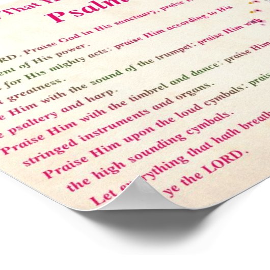 息のあるものは何でも主をほめたたえよ。 ポスター (角)