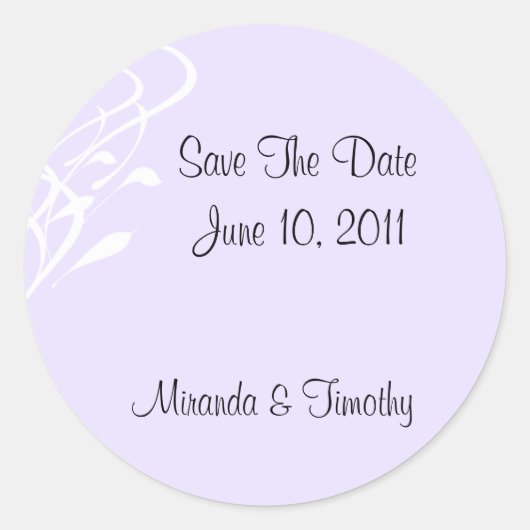 息もつけないまたは軽くLavendarの保存日付のシール ラウンドシール (正面)