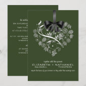 息もつけない結婚式招待状--深緑色 招待状 (正面/裏面)
