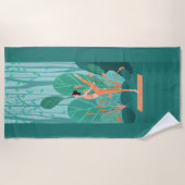 息をするヨガすごいガール ビーチタオル (正面)