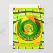 息をのむようなイエローローズ万華鏡のように千変万化するパターンアートデザイン ポストカード (正面/裏面)