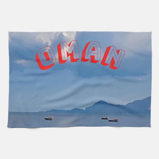 息をのむようなオマーンの海岸線 キッチンタオル (横)