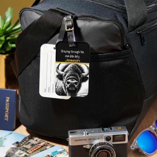 息をのむようなバッファローを静かな自然 ラゲッジタグ (正面&裏面)