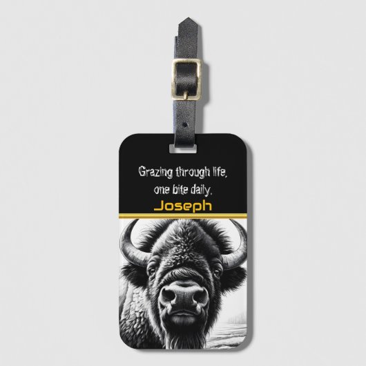 息をのむようなバッファローを静かな自然 ラゲッジタグ (正面縦)