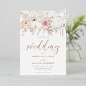 息をのむようなバラ金ゴールドと赤面結婚フローラ実在ズ 箔招待状 (立ち正面)