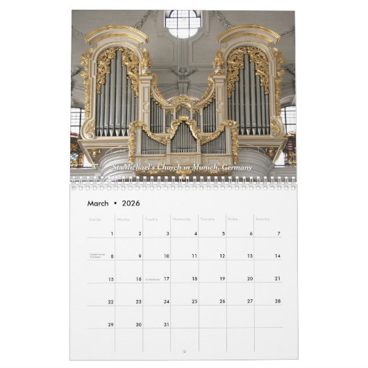 息をのむようなパイプオルガン – オルガンカレンダー カレンダー (3月 2026)