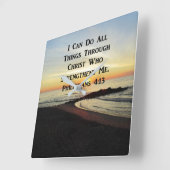 息をのむようなピリピ4:13聖なる書物、 経典詩 スクエア壁時計 (傾斜)