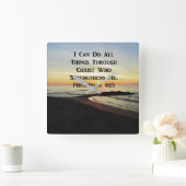 息をのむようなピリピ4:13聖なる書物、 経典詩 スクエア壁時計 (ホーム)