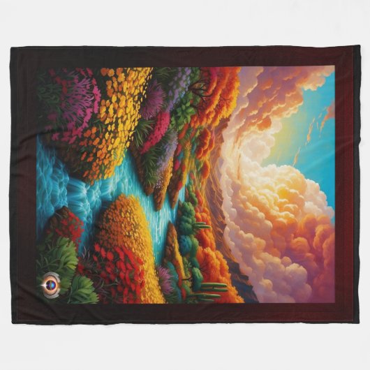 息をのむようなファンタジー風景AIアート – Xzendor7 フリースブランケット (正面(横))