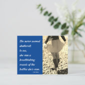 息をのむようなモザイク女性の引用文ブルーセピア ポストカード (スタンド正面)