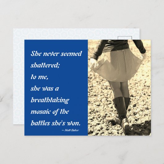 息をのむようなモザイク女性の引用文ブルーセピア ポストカード (正面/裏面)