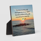 息をのむようなヨハネ3:16日の出 フォトプラーク (正面)