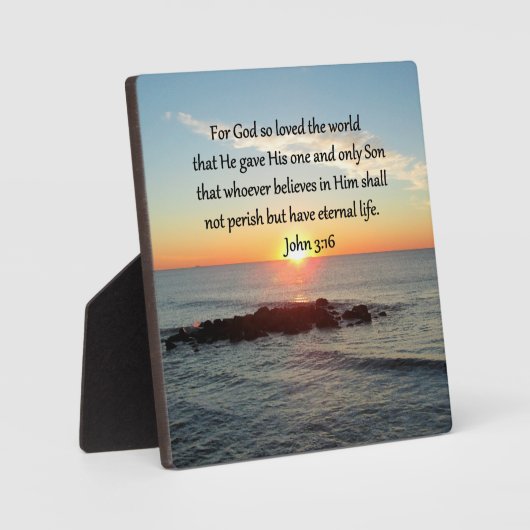 息をのむようなヨハネ3:16日の出 フォトプラーク (正面)