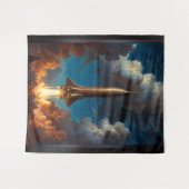 息をのむようなレトロな核融合ロケットの発射 タペストリー (正面(横))