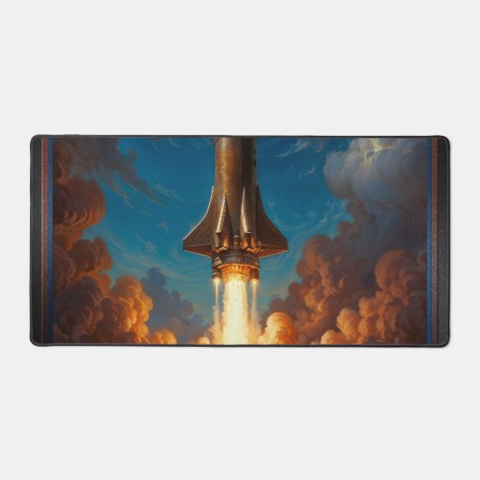 息をのむようなレトロな核融合ロケットの発射 デスクマット (正面)