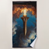 息をのむようなレトロな核融合ロケットの発射 ビーチタオル (正面)