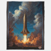 息をのむようなレトロな核融合ロケットの発射 フリースブランケット (正面)