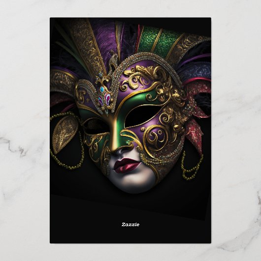 息をのむような仮装誕生日 箔招待状 (裏面)