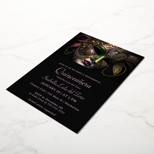 息をのむような仮装誕生日 箔招待状 (回転した状態)