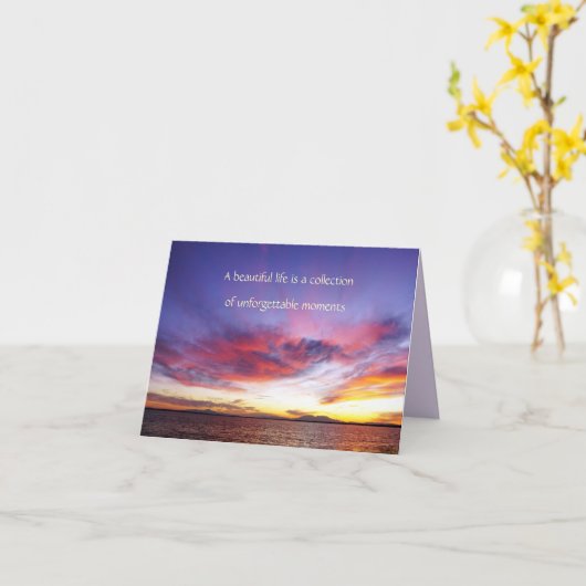 息をのむような海の夕日、カスタム カード (黄色い花)