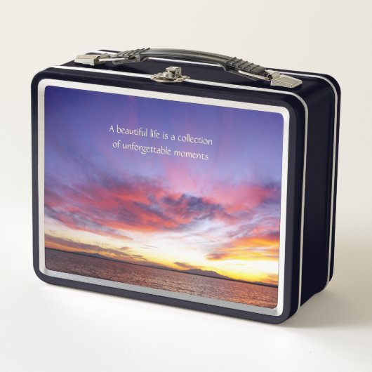 息をのむような海の夕日 メタルランチボックス (正面)