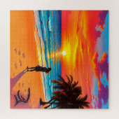 息をのむような熱帯の夕日 ジグソーパズル (横)