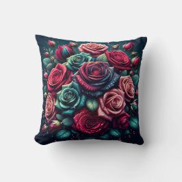 "息をのむような雨に浸したバラの花束" クッション