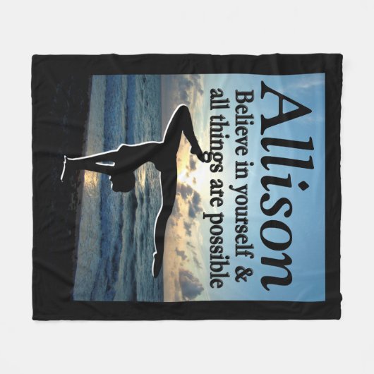 息をのむようパーソナライズされたな体操少女毛布 フリースブランケット (正面(横))