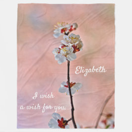 息をのむよう日本のなアプリコットの花 フリースブランケット