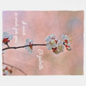 息をのむよう日本のなアプリコットの花 フリースブランケット (正面(横))