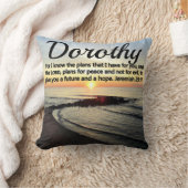 息をのむパーソナライズされたエレミヤ29:11日の出 クッション (ブランケット)