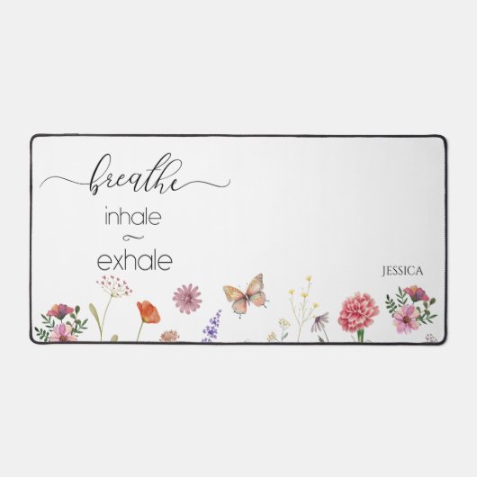 息を吐く息を吐く野生の花引用文デスクマット デスクマット (正面)