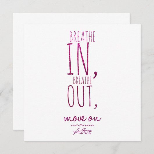 息を吸い出すやる気を起こさせるグリッター引用文 招待状 (正面/裏面)