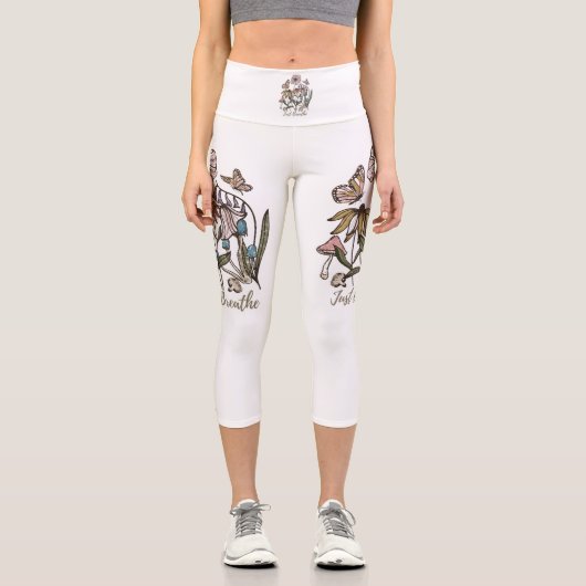 息を吸う – ワイルドフラワー – ヨガ – 自然 – かわいい カプリレギンス (正面)