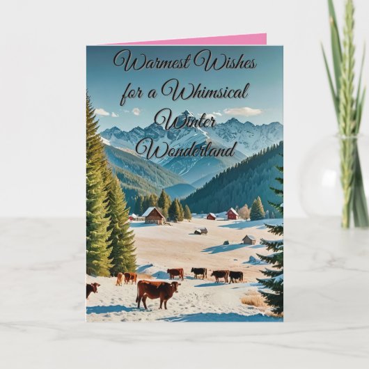 息を呑むような冬の風景と雪に覆われた丘 カード (正面)